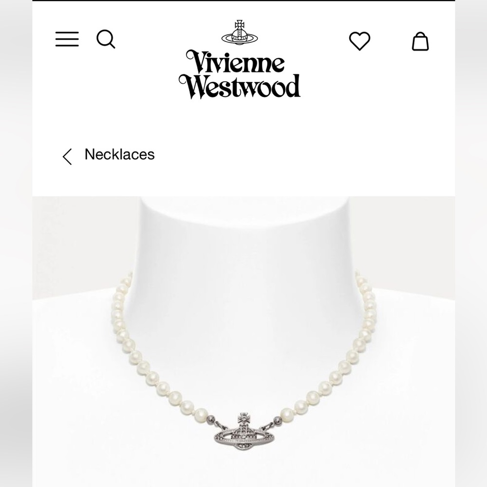 Vivienne Westwood Mini Bas Relief Pearl choker platinum